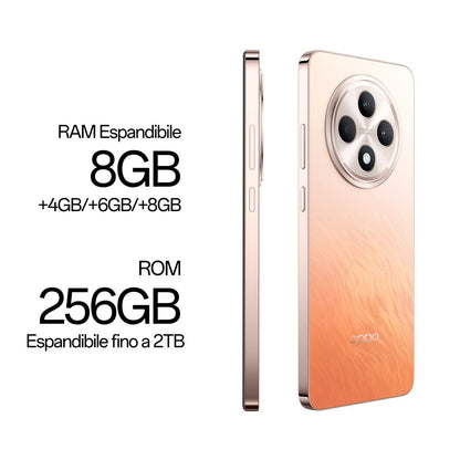 OPPO Reno12 F 4G AI Smartphone, Tripla fotocamera 50+8+2MP, Selfie 32MP, Display 6.67 120HZ AMOLED FHD+, 5000mAh, RAM 16 GB (8+8) + ROM 256GB, [Versione Italia], Amber Orange [0116090287] - ITPartners