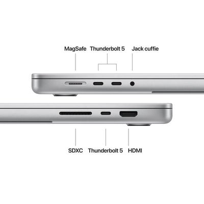 Apple MacBook Pro 16": Chip M4 Pro con cpu 14 core e gpu 20 core, 512GB SSD - Argento [MX2T3T/A]