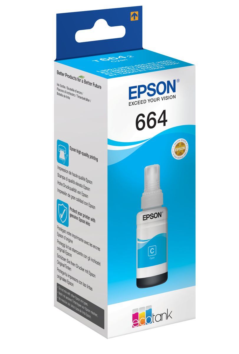 Epson Flacone di inchiostro Ciano 664 EcoTank [C13T664240]