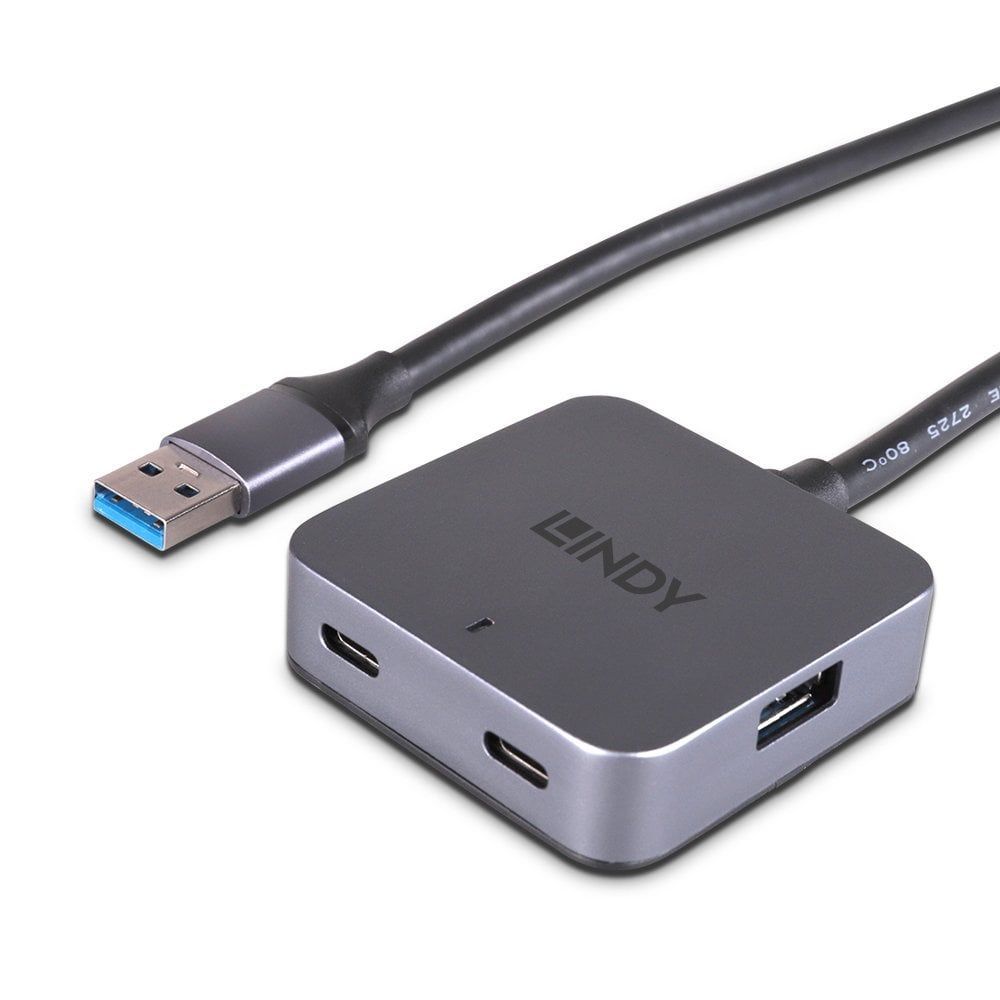 Lindy 43388 hub di interfaccia USB 3.2 Gen 1 (3.1 Gen 1) Type-A 5000 Mbit/s Nero, Grigio [LINDY43388]