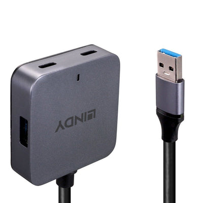 Lindy 43388 hub di interfaccia USB 3.2 Gen 1 (3.1 Gen 1) Type-A 5000 Mbit/s Nero, Grigio [LINDY43388]