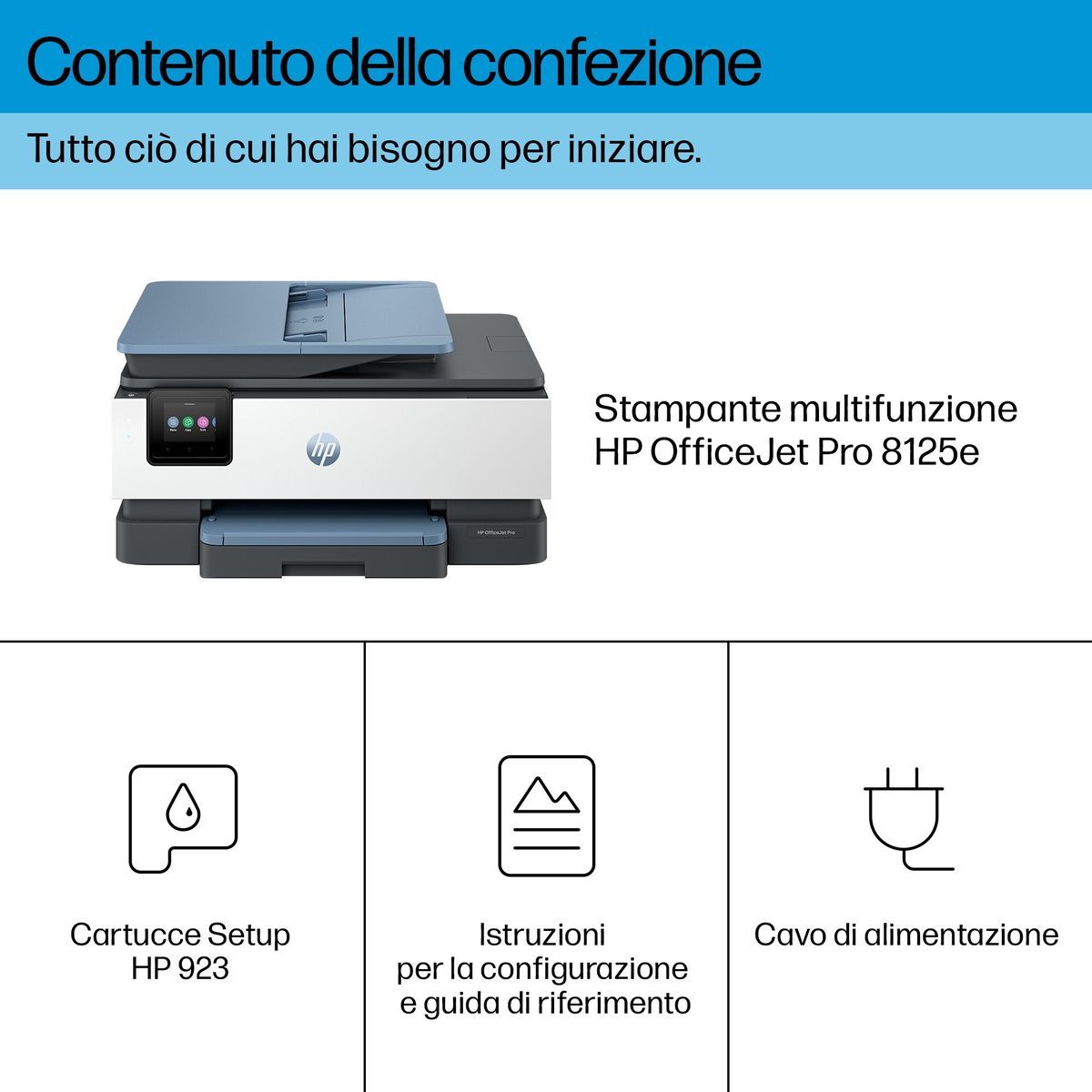 HP OfficeJet Pro 8125e Wireless All-in-One Colore Stampante, Instant Ink; Stampa fronte/retro [405U8B#629]
