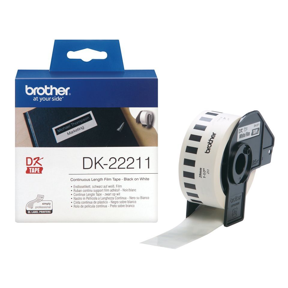 Brother DK-22211 nastro per etichettatrice Nero su bianco [DK22211]