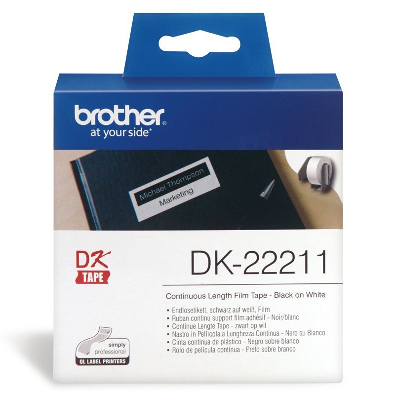 Brother DK-22211 nastro per etichettatrice Nero su bianco [DK22211]