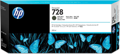 HP Cartuccia inchiostro nero opaco DesignJet 728, 300 ml [F9J68A]