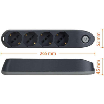 MULTIPRESA 4 SCHUKO/BIPAS+INTER. GRIGIO [BT-3684GB]