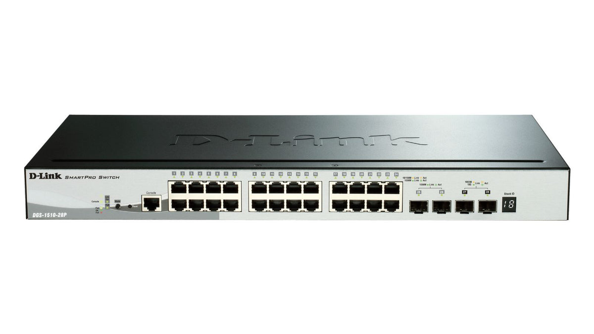 D-Link DGS-1510-28P switch di rete Gestito L3 Gigabit Ethernet (10/100/1000) Supporto Power over Ethernet (PoE) Nero [DGS-1510-28P/E]