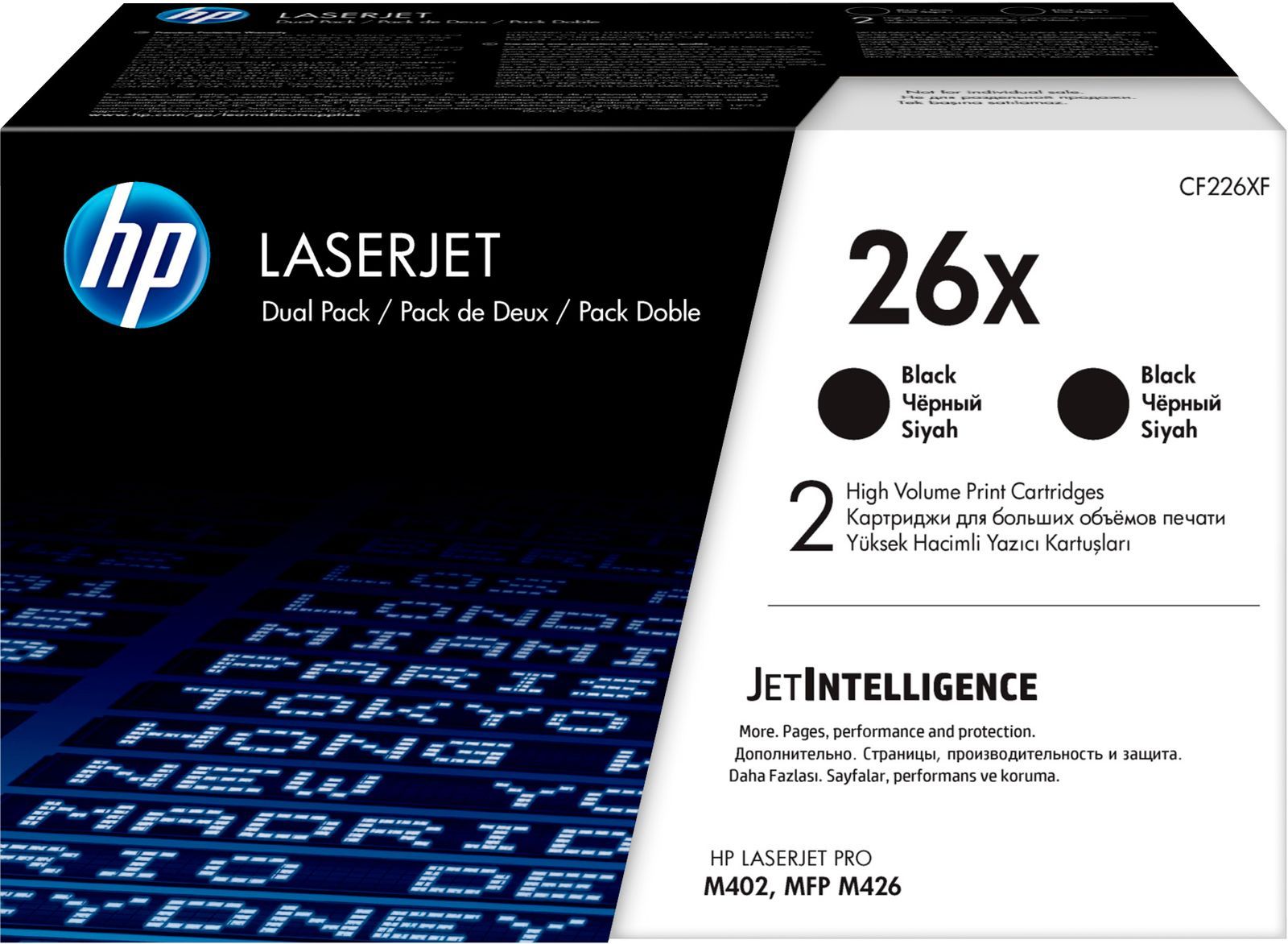 HP Confezione da 2 cartucce Toner originali nero ad alta capacità LaserJet 26X [CF226XD]