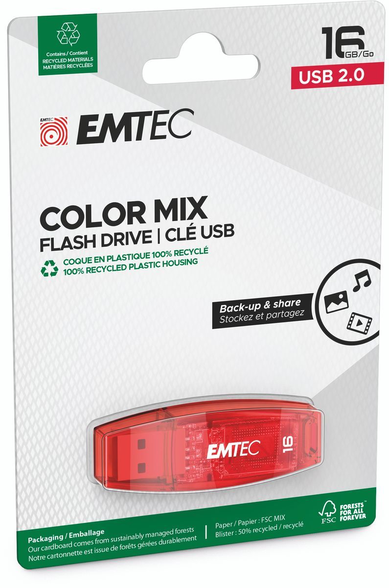 Emtec C410 unità flash USB 16 GB USB tipo A 2.0 Rosso [ECMMD16GC410]