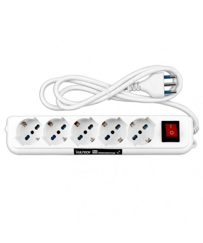 Vultech Multipresa bipasso 5 posti con tasto ON/OFF [MU-01]