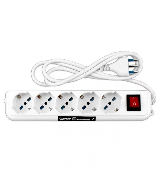 Vultech Multipresa bipasso 5 posti con tasto ON/OFF [MU-01]