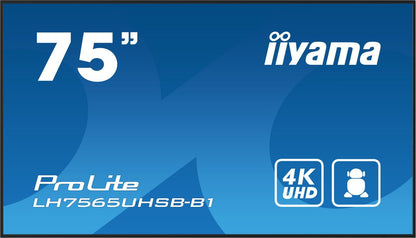 iiyama LH7565UHSB-B1 visualizzatore di messaggi Design chiosco 189,2 cm (74.5") LED Wi-Fi 800 cd/m 4K Ultra HD Nero Processore integrato Android 11 24/7 [LH7565UHSB-B1]