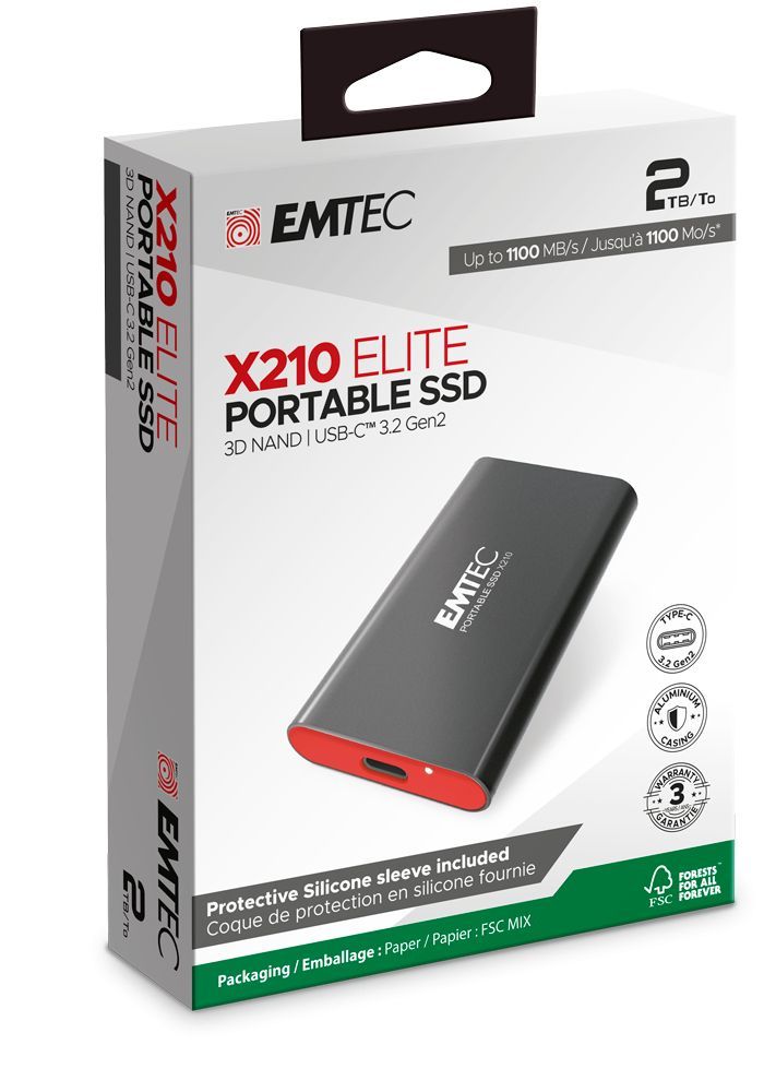 Emtec X210 ELITE 2 TB Nero, Rosso [ECSSD2TX210]