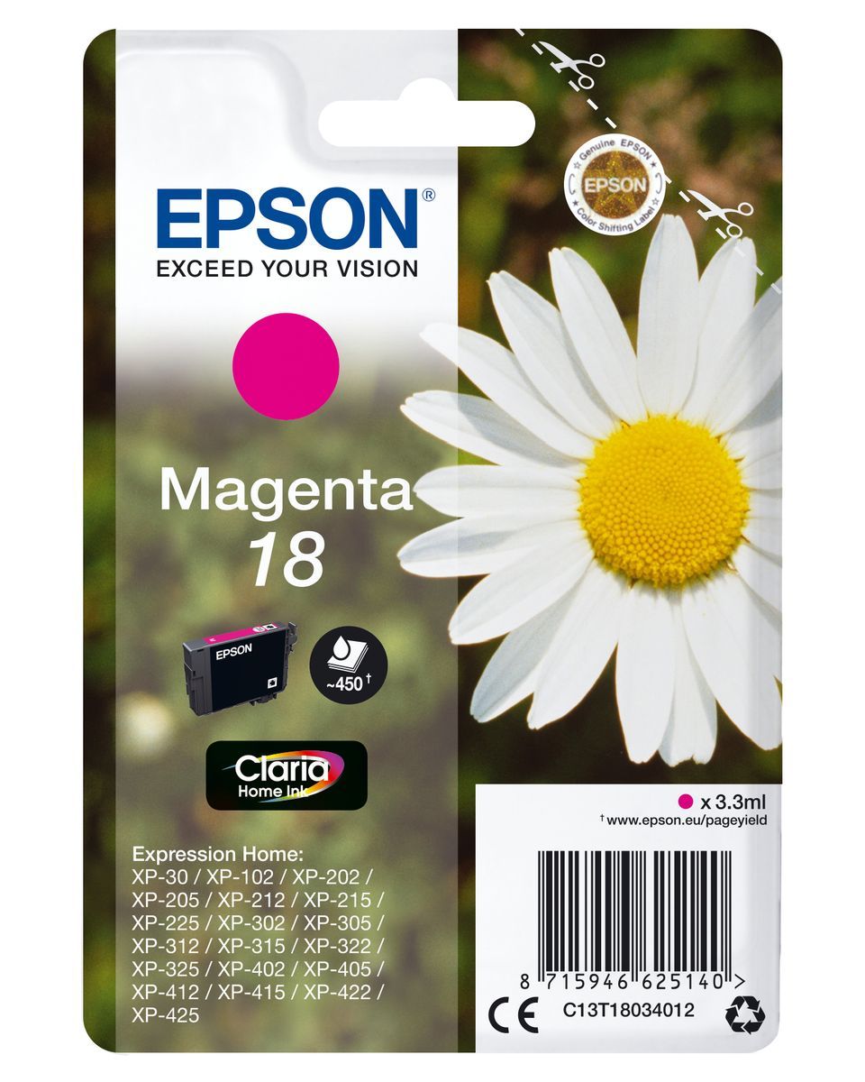 Epson Daisy Cartuccia Margherita Magenta Inchiostri Claria Home 18 [C13T18034012]
