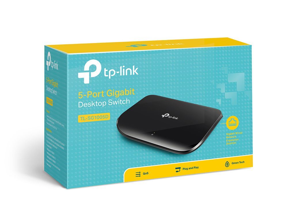 TP-Link TL-SG1005D switch di rete Non gestito Gigabit Ethernet (10/100/1000) Nero [TL-SG1005D]