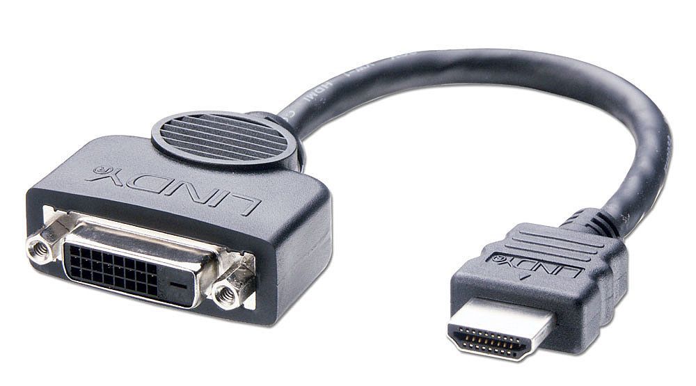 Lindy DVI-D FM/HDMI M Adapter Cable, 0.2m 0,2 m Nero [LINDY41227]