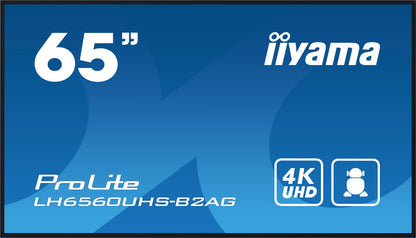 iiyama LH6560UHS-B2AG visualizzatore di messaggi Pannello A digitale 165,1 cm (65") LED Wi-Fi 500 cd/m 4K Ultra HD Nero Processore integrato Android 11 24/7 [LH6560UHS-B2AG]