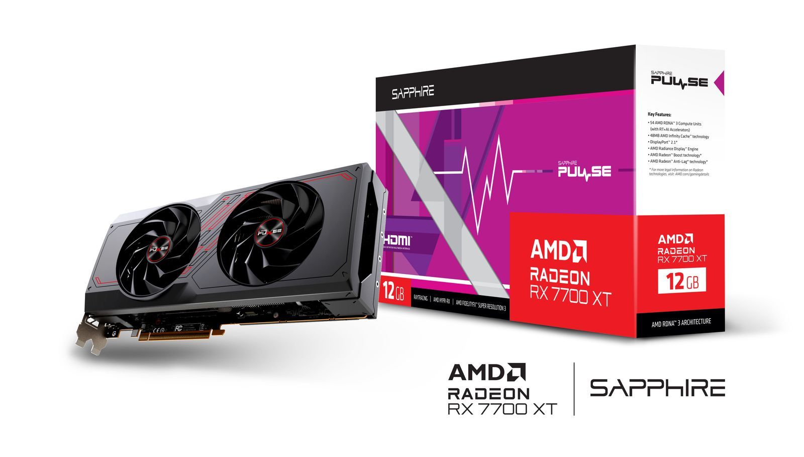 Sapphire PULSE Radeon RX 7700 XT AMD 12 GB GDDR6 [11335-04-20G]
