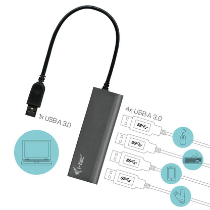 i-tec Metal U3HUB448 hub di interfaccia USB 3.2 Gen 1 (3.1 Gen 1) Type-A 5000 Mbit/s Grigio [U3HUB448]