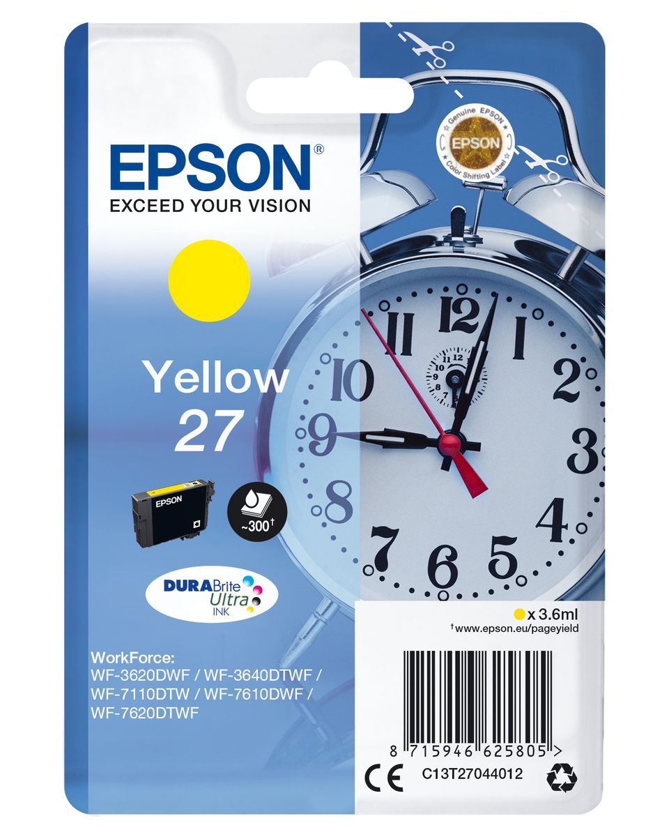 Epson Alarm clock Cartuccia Sveglia Giallo Inchiostri DURABrite Ultra 27 [C13T27044012]