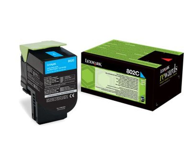 Lexmark 802C cartuccia toner 1 pz Originale Ciano [80C20C0]
