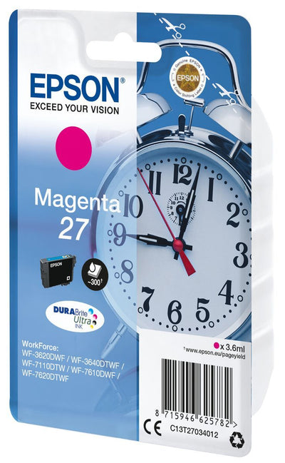 Epson Alarm clock Singlepack Magenta 27 DURABrite Ultra Ink [C13T27034012]