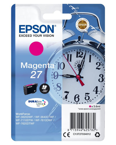Epson Alarm clock Singlepack Magenta 27 DURABrite Ultra Ink [C13T27034012]