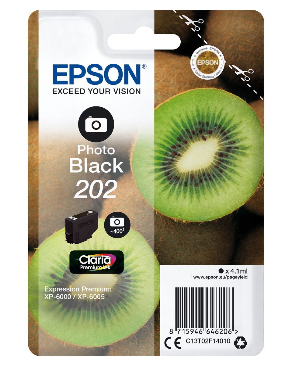 Epson Kiwi Singlepack Photo Black 202 Claria Premium Ink [C13T02F14010]