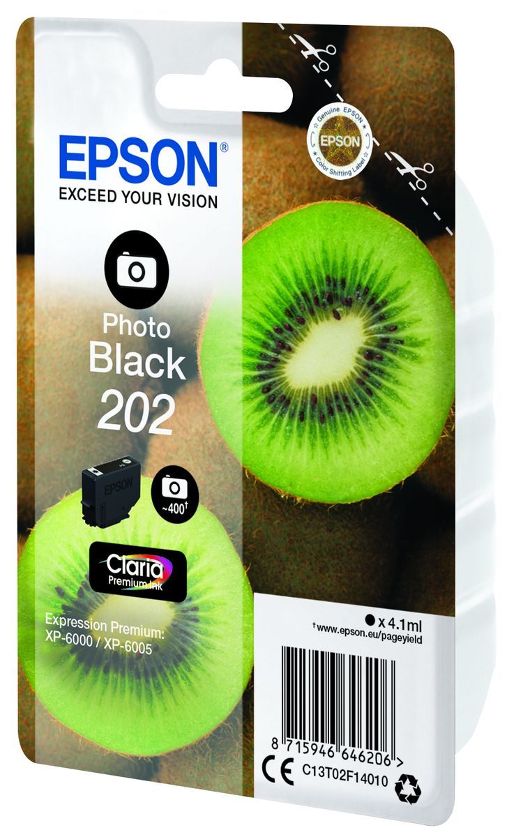 Epson Kiwi Singlepack Photo Black 202 Claria Premium Ink [C13T02F14010]