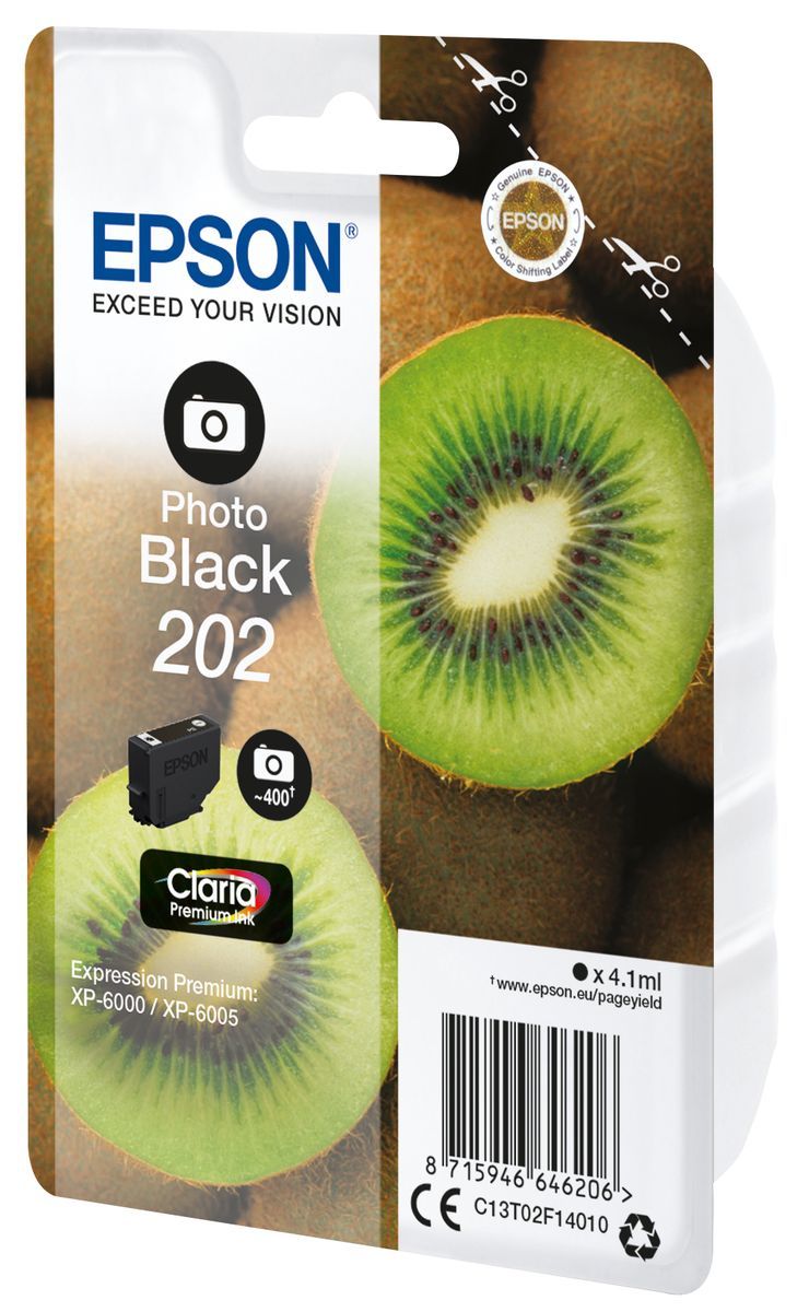 Epson Kiwi Singlepack Photo Black 202 Claria Premium Ink [C13T02F14010]