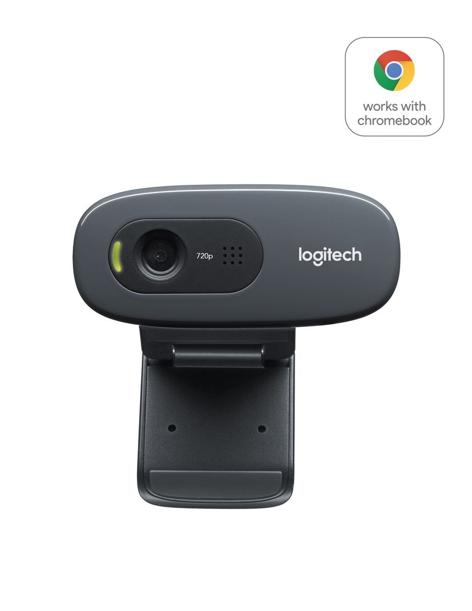 Logitech C270 Webcam HD, HD 720p/30fps, Videochiamate HD Widescreen, Correzione Automatica Luminosità, Microfono Riduzione del Rumore, Skype, FaceTime, Hangouts, WebEx,PC/Mac/Tablet/Chromebook [960-001063]