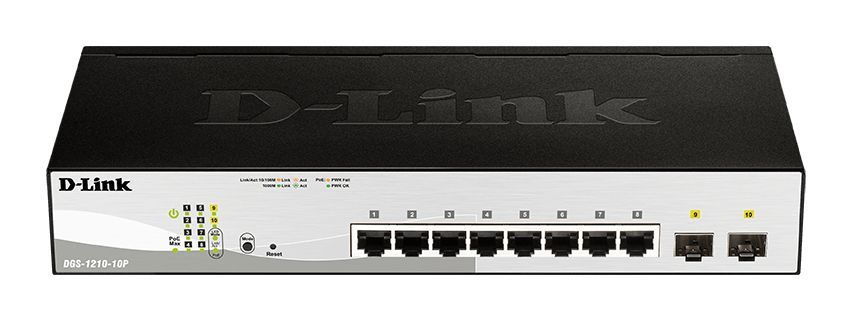 D-Link DGS-1210-10P Gestito L2 Gigabit Ethernet (10/100/1000) Supporto Power over Ethernet (PoE) 1U Nero [DGS-1210-10P]