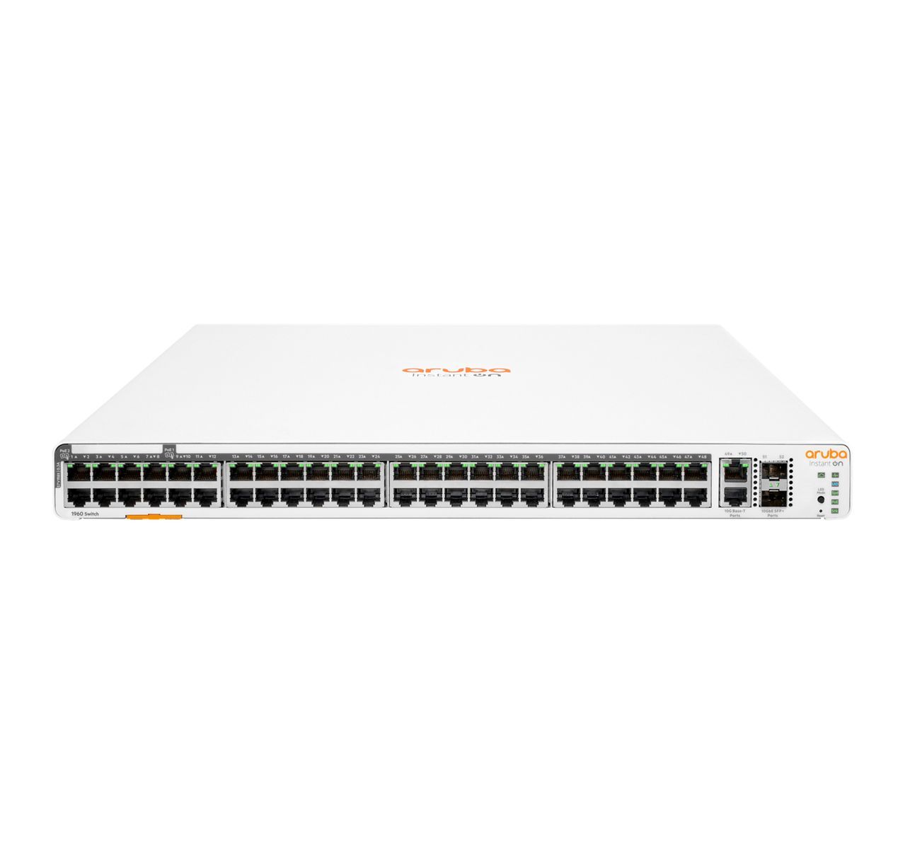 HPE Aruba Networking Aruba Instant On 1960 48G 40p Class4 8p Class6 PoE 2XGT 2SFP+ 600W Gestito L2+ Gigabit Ethernet (10/100/1000) Supporto Power over Ethernet (PoE) 1U Bianco [JL809A#ABB]