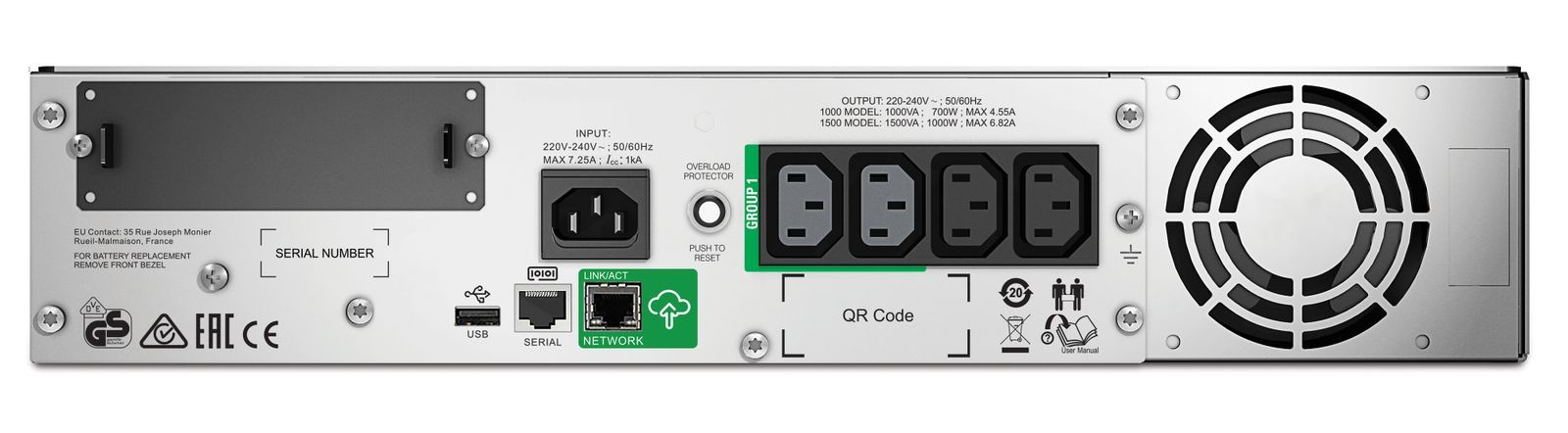 APC SMT1500RMI2UC gruppo di continuità (UPS) A linea interattiva 1,5 kVA 1000 W 4 presa(e) AC [SMT1500RMI2UC]