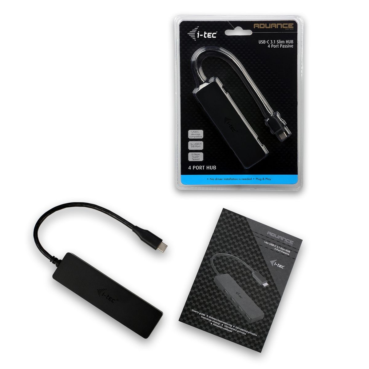 i-tec Advance C31HUB404 hub di interfaccia USB 3.2 Gen 2 (3.1 Gen 2) Type-C 5000 Mbit/s Nero [C31HUB404]