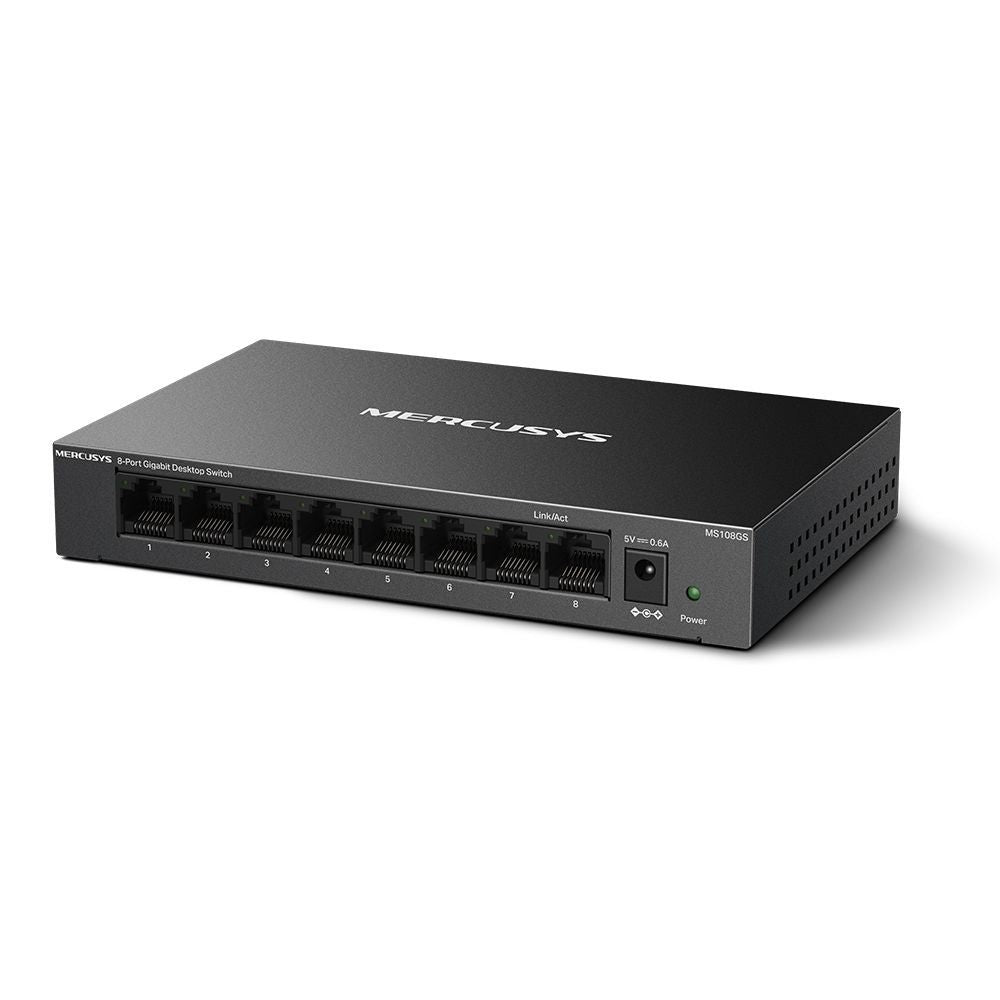Mercusys MS108GS switch di rete Non gestito Gigabit Ethernet (10/100/1000) Nero [MS108GS]