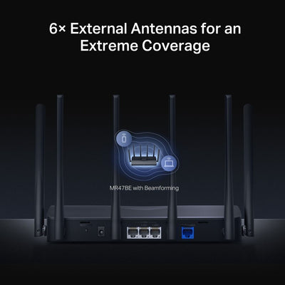 Mercusys MR47BE router wireless 2.5 Gigabit Ethernet Tri-band (2,4 GHz/5 GHz/6 GHz) Nero [MR47BE]