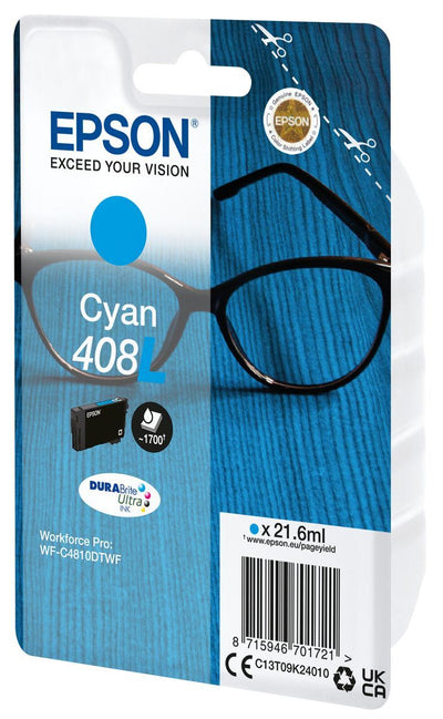 Epson Singlepack Cyan 408L DURABrite Ultra Ink [C13T09K24010]