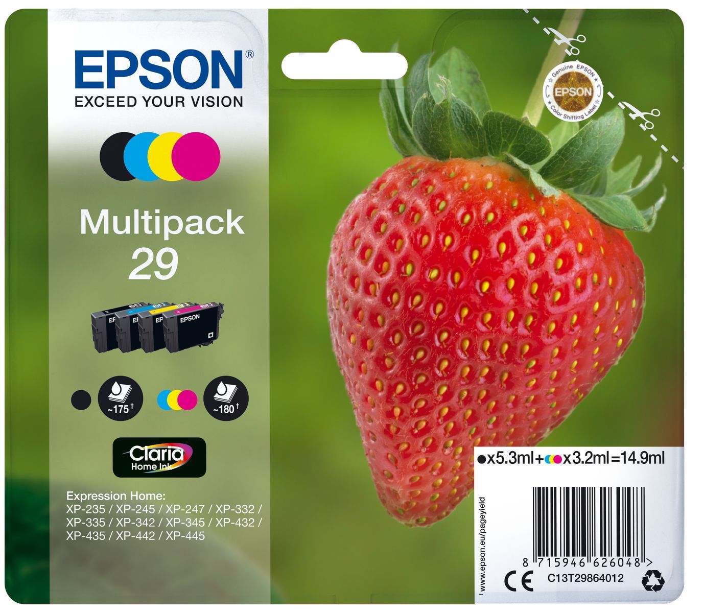 Epson Strawberry Multipack Fragole 4 colori Inchiostri Claria Home 29 [C13T29864012]