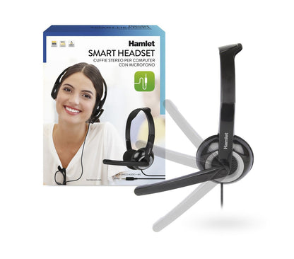 Hamlet Smart Auricolare Cablato A Padiglione Ufficio Nero, Argento [HHEADMJJ]