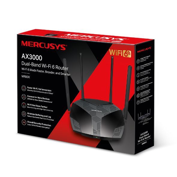 Mercusys MR80X router wireless Gigabit Ethernet Dual-band (2.4 GHz/5 GHz) Nero [MR80X]