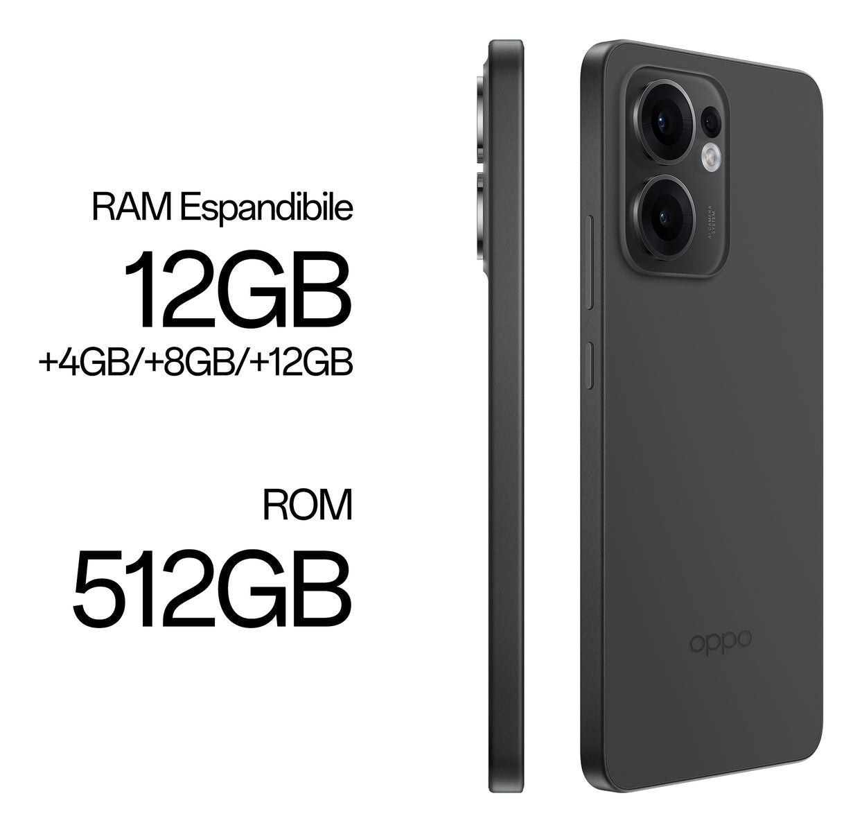 OPPO Reno13 FS 5G AI Smartphone, Tripla fotocamera 50+8+2MP, Selfie 32MP, Display 6.67 120HZ AMOLED FHD+, 5800mAh, RAM 12GB(Esp4GB/8GB/12GB)+ROM 512GB, [Versione Italia], Graphite Grey [110010234973]