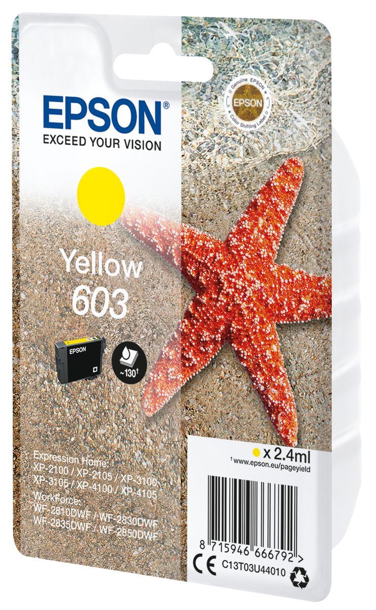 Epson Singlepack Yellow 603 Ink [C13T03U44010]