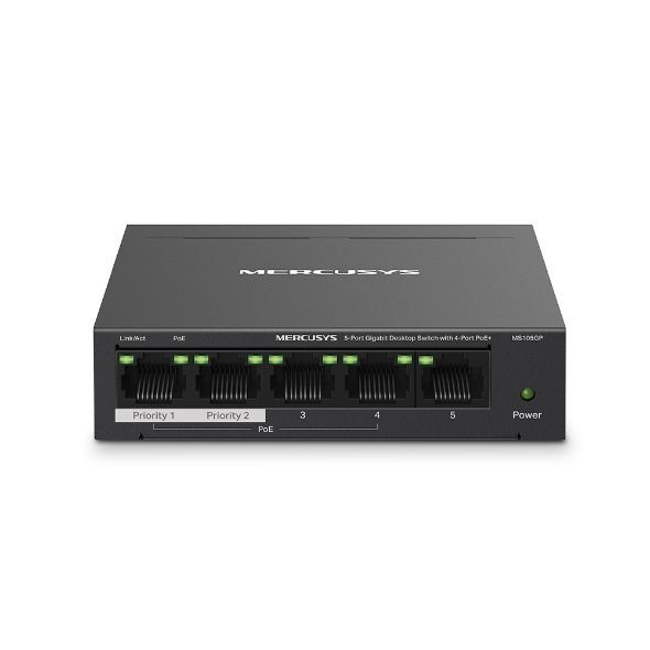 Mercusys MS105GP switch di rete Gigabit Ethernet (10/100/1000) Supporto Power over Ethernet (PoE) Nero [MS105GP]