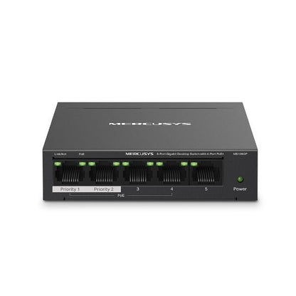Mercusys MS105GP switch di rete Gigabit Ethernet (10/100/1000) Supporto Power over Ethernet (PoE) Nero [MS105GP]