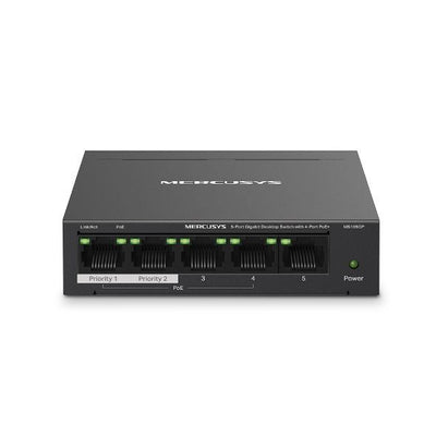 Mercusys MS105GP switch di rete Gigabit Ethernet (10/100/1000) Supporto Power over Ethernet (PoE) Nero [MS105GP]