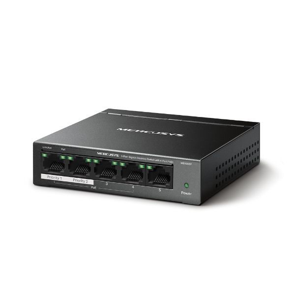 Mercusys MS105GP switch di rete Gigabit Ethernet (10/100/1000) Supporto Power over Ethernet (PoE) Nero [MS105GP]