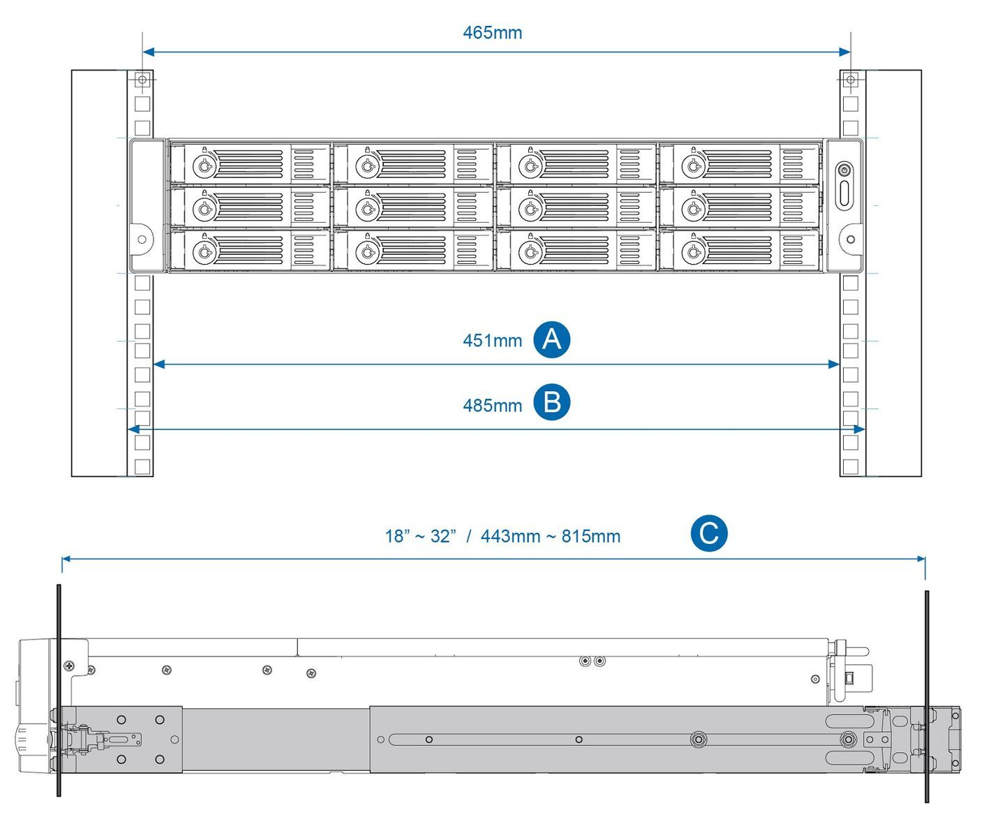 QNAP RAIL-B02 porta accessori Kit di guide per scaffale [RAIL-B02]