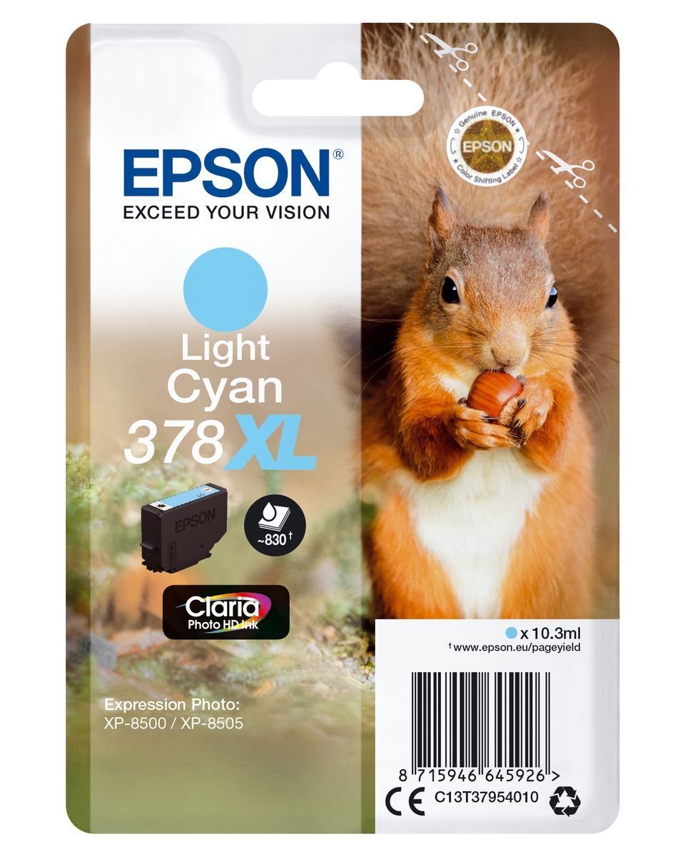 Epson Squirrel Inchiostro ciano chiaro singolo Claria Photo HD Scoiattolo 378XL [C13T37954010]
