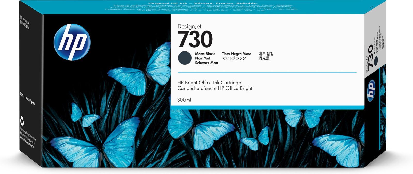 HP Cartuccia di inchiostro nero opaco DesignJet 730 da 300 ml [P2V71A]